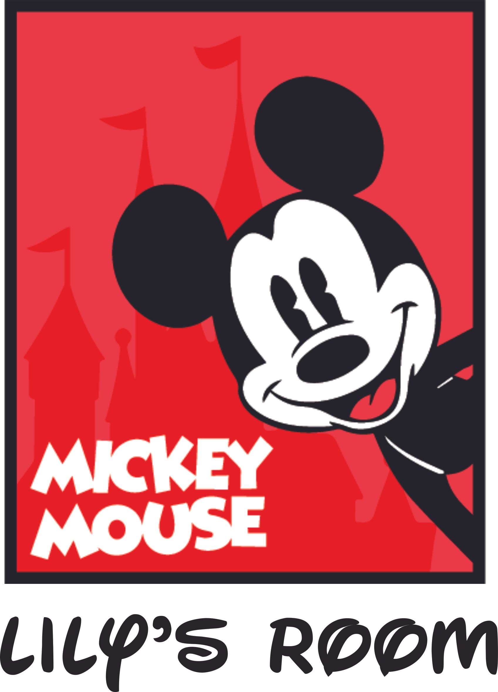 Mickey Mouse Smiling Disney Character Wall Vinyl Customized Name Wall