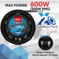 thumbnail image 2 of Pyle 6.5” Marine Speaker Kit with Bluetooth Amplified Remote Receiver, Water-Resistant Audio System for Boat, Car & Powersports, 2 of 5