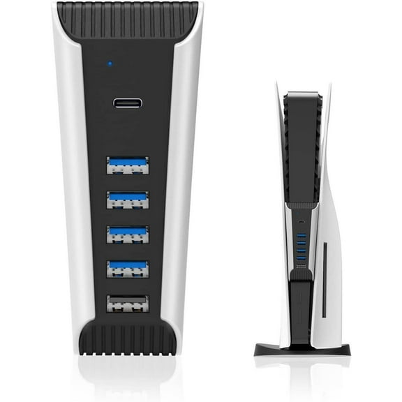 5 Port USB Hub for PS5, 5 in 1 High Speed USB Expansion Hub Charger Splitter Adapter with USB2.0 Type C Ports for PS5 Console
