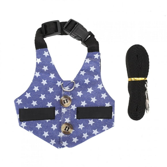 Jadeshay Laisse pour Animaux de Compagnie Harnais de Laisse réglable Sangle de Poitrine Respirante Gilet de Traction pour Lapin Hamster Petit Animal de Compagnie(M -Robe Etoiles)