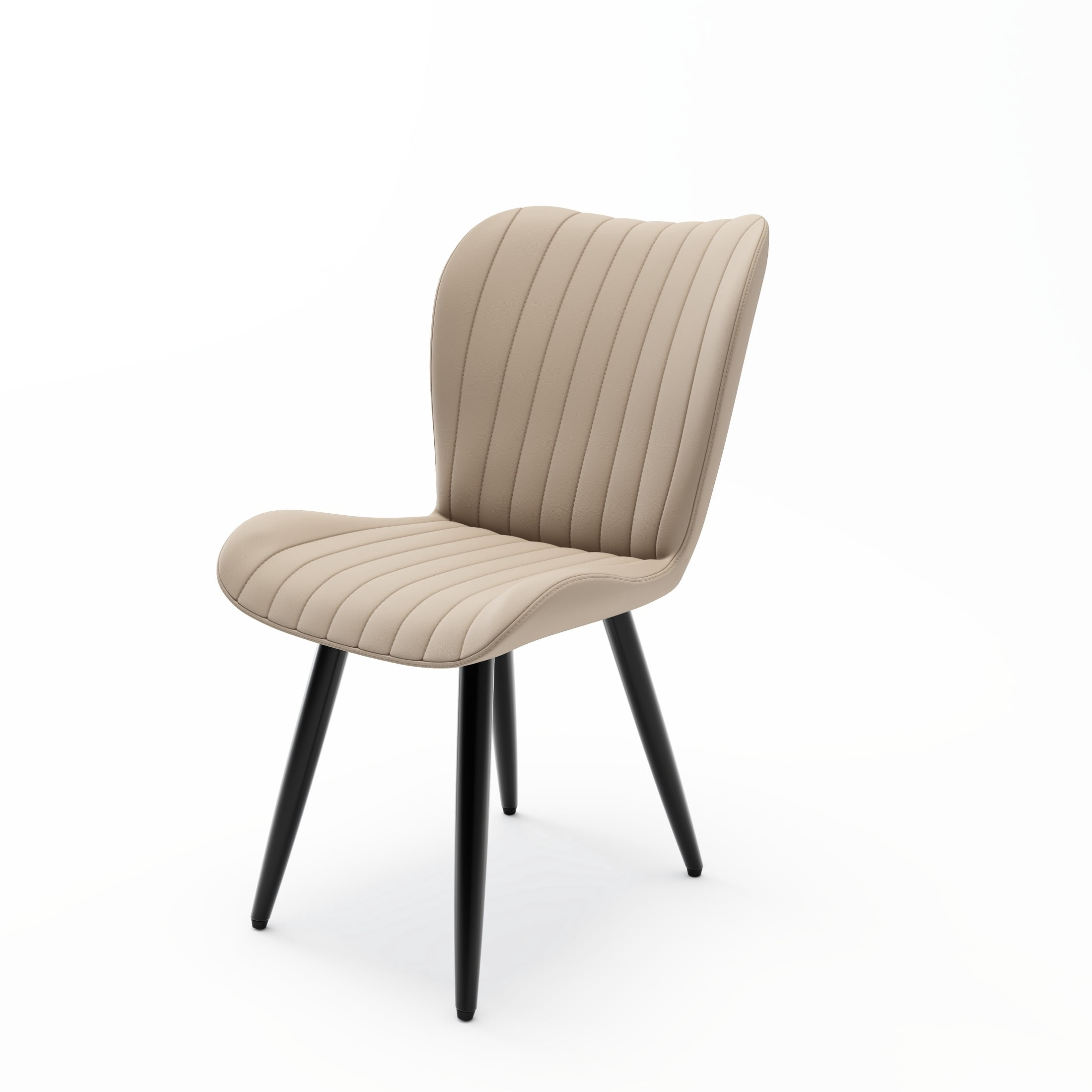 Noble House Modern PU Leather Dining Chairs with Metal Legs, Armless Padded Side Chairs, Kitchen, Cream, Set of 2