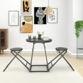 thumbnail image 2 of Costway 3-Piece Bar Table Set Round Pub Dining Table & 2 Foldable Stools w/ Metal Frame, 2 of 10