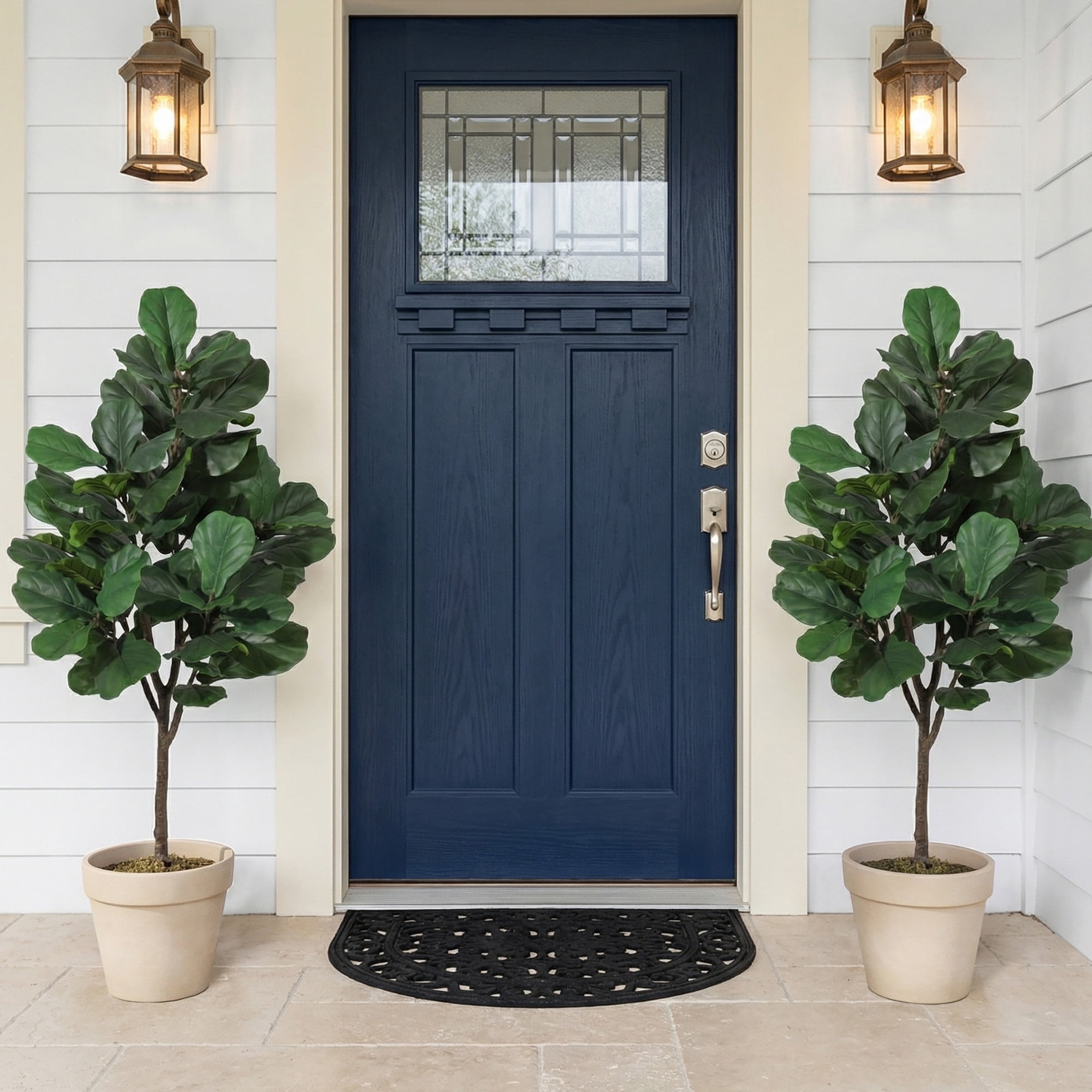 Artificial Fiddle Leaf Fig Tree 5FT Tall, Faux Ficus Lyrata Plant with Realistic Silk Leaves in Pot, Fake Floor Plant for Indoor Home Office Decor