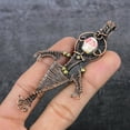 thumbnail image 3 of Natural Mosaic Jasper Gemstone Copper Wire Wrap Gift Jewelry Pendant 3.74", 3 of 4