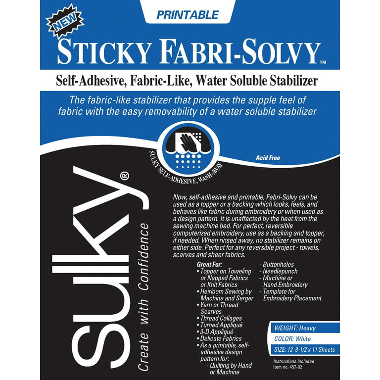 Sulky Stick N Stitch Adhesive Wash Away Stabilizer 