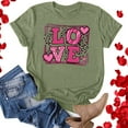 thumbnail image 5 of Womens Valentine's Day Shirts Short Sleeve Fashion Graphic Basic T-Shirts Casual Pullover Tunic Tops (XL, D Green), 5 of 7