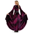 thumbnail image 4 of Women's Medieval Witch Costume Velvet Hooded Long Dress with Belt - Halloween Renaissance Sorceress Cosplay Gown for Theme Party, 4 of 6