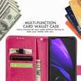 thumbnail image 5 of Wallet Cover for Galaxy Z Fold 4, Clover Embossed Magnetic Closure Premium PU Leather [Folio Flip][Kickstand][Card Slots][Wrist Strap][Kickstand]Phone Cover for Samsung Galaxy Z Fold4 5G, Rose, 5 of 10