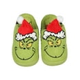 thumbnail image 7 of Dr Seuss The Grinch Who Stole Christmas Embroidered 3D Santa Hat Festive Holiday Boy's Rubber Bottom House Slipper OSFM, 7 of 7
