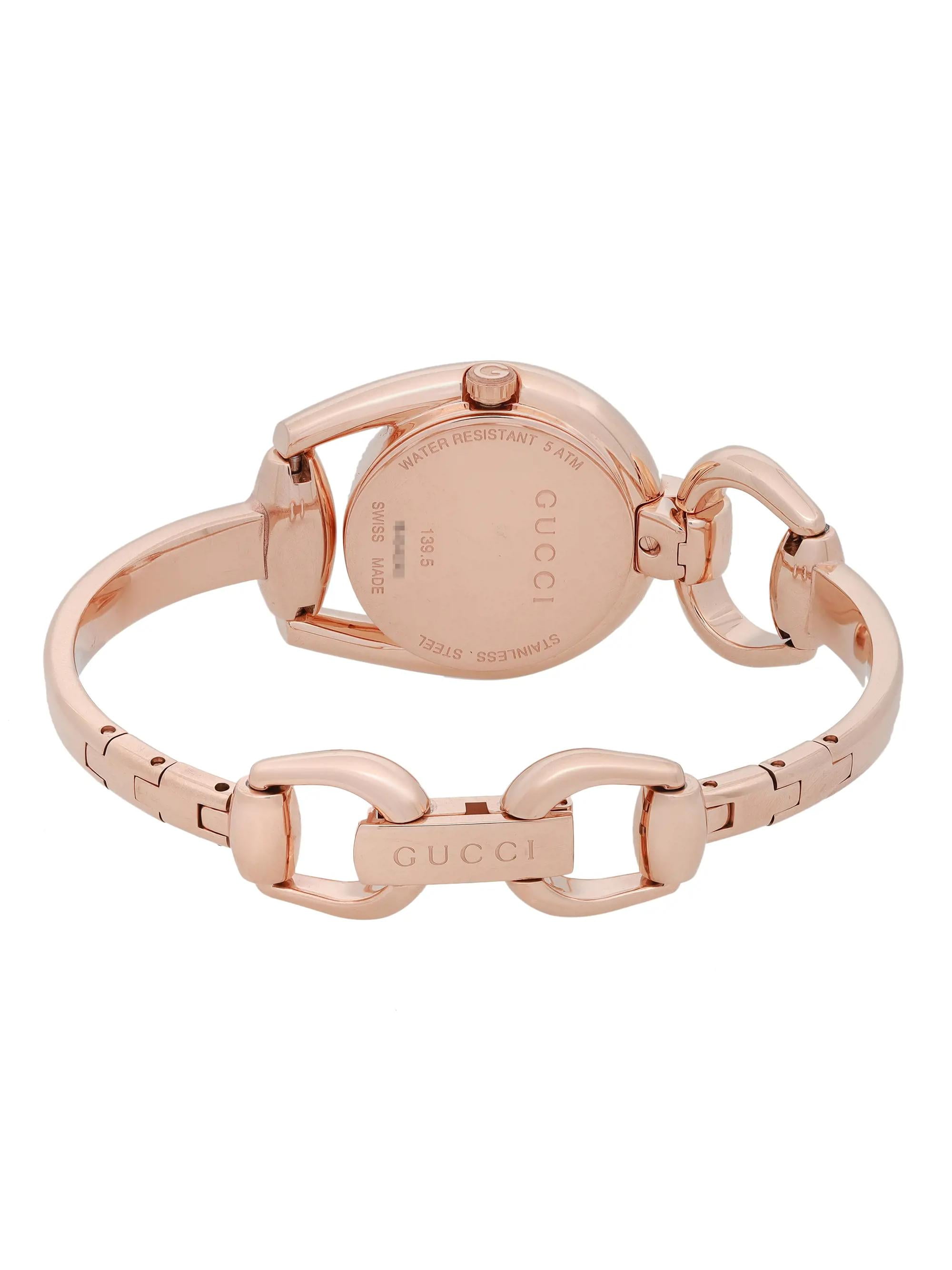 Gucci G Gucci Brown Dial Rose Gold Steel Strap Watch For Women