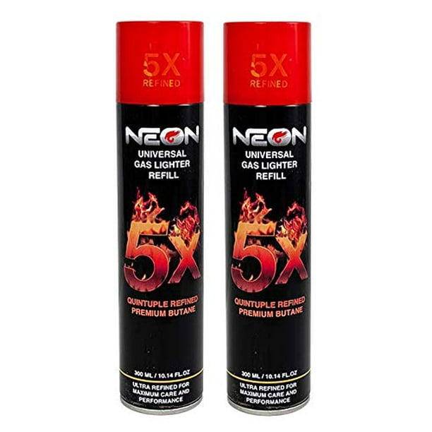 2 Cans Neon 5X Butane Refill Fuel Fluid Lighter Ultra Refined 5 Times