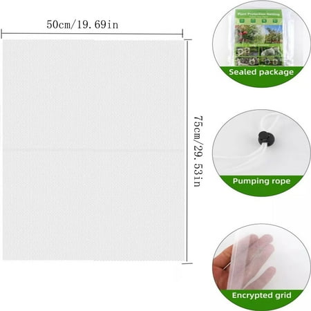 Gmogad Garden Insect Net Cover Reusable Plant Protective Mesh with Drawstring for Outdoor Plants Vegetables Trees Fine Mesh Netting to Protect from Birds Pests Insects Easy to Use Plant Cover