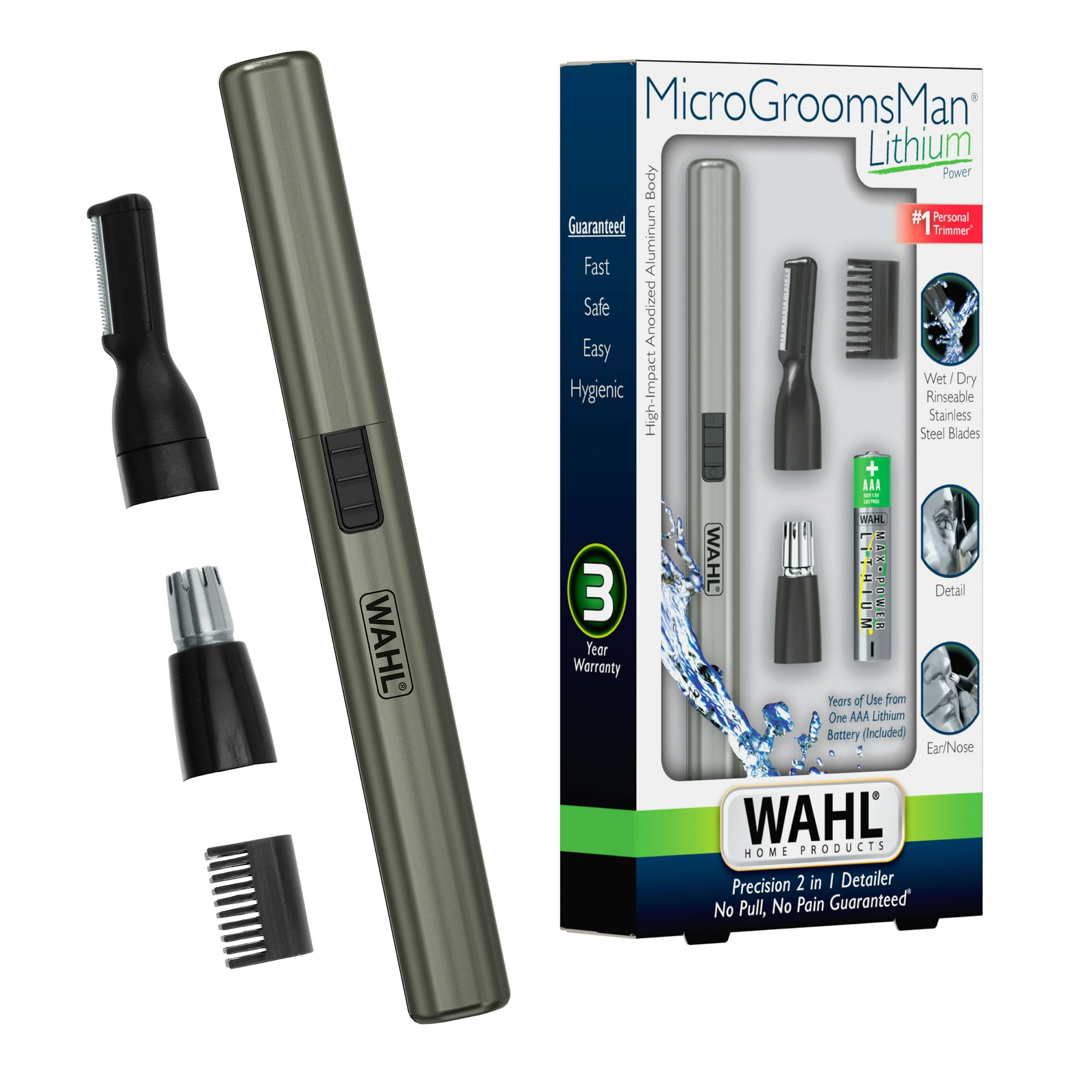 Wahl Micro Groomsman Lithium Battery Face & Body Detail Hair Trimmer for Men 5640-1101