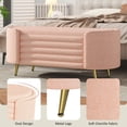 thumbnail image 3 of GZXS Pink Chenille Upholstered End-of-Bed Bench with Removable Lid, Modern Oval Ottoman Footrest with Hidden Storage and Metal Legs for Entryway or Living Room, 44.9"L x 18.3"W x 18.5"H, 3 of 10