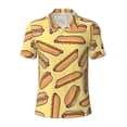 thumbnail image 2 of Daiia Hot Dogs Pattern Men’s Polo Shirts,Solid Deck Shirt,Classic Fit, Breathable Cotton Polo for Casual and Sport Wear-Large, 2 of 7
