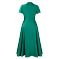 thumbnail image 5 of AURA Women’s Midi Dress High Waist Pleated Flared Skirt Doll Collar Short Sleeve S XXXL, 5 of 7