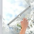 thumbnail image 2 of Window Squeegee Cleaning Tool 10 Inch Multipurpose Stainless Steel Shower Squeegee with 2 Sticky Hooks, Bathroom Cleaning Tools Household Window Mirror Squeegee for Glass Doors, Tile Walls, 2 of 7
