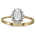 thumbnail image 1 of 10k Yellow Gold Oval White Topaz And Diamond Ring, 1 of 2
