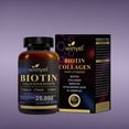 thumbnail image 3 of 25000 MCG Biotin Collagen Keratin Hair Skin and Nails Vitamins, Hyaluronic Acid, B‑Complex, Vegan Gluten Free Soy Free Beauty Support Supplement for Women & Men, 60 Capsules, 3 of 8