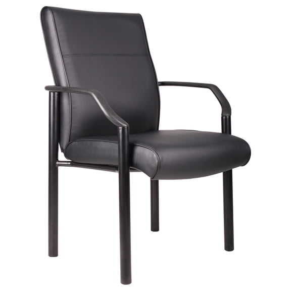 Boss Office Products Black Guest Reception Waiting Room Chair with Ergonomic Lumbar Support