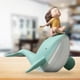 thumbnail image 5 of Estatuilla de estatuilla de y ballena linda Escultura Escultura de resina Decoración de animales Artesanía Adorno de escritorio para el Sentado Soledad Estatua de niña ballena, 5 of 9
