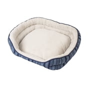 Petmate Double Bolster Cuddler Dog Bed, Cat Bed for Medium Dogs and Cats, 21 x 25 Inches, Raised Rim, Non Skid Bottom, Machine Washable, Assorted Brown or Blue