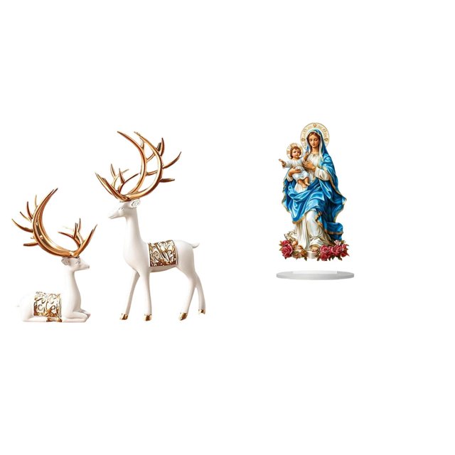 Estatua de escultura de ciervo,Estatua de ciervo,adorno de mesa,decoración del hogar,Colecciones de decoración de figuras de pareja de renos enamorados,Letrero de mesa,Decoración de
