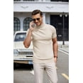 thumbnail image 3 of COOFANDY Men's Knit Mock Turtleneck Short Sleeve Casual Dress Sweater Solid Color Pullover Sweater Slim Fit Knitted Basic Tops, 3 of 7
