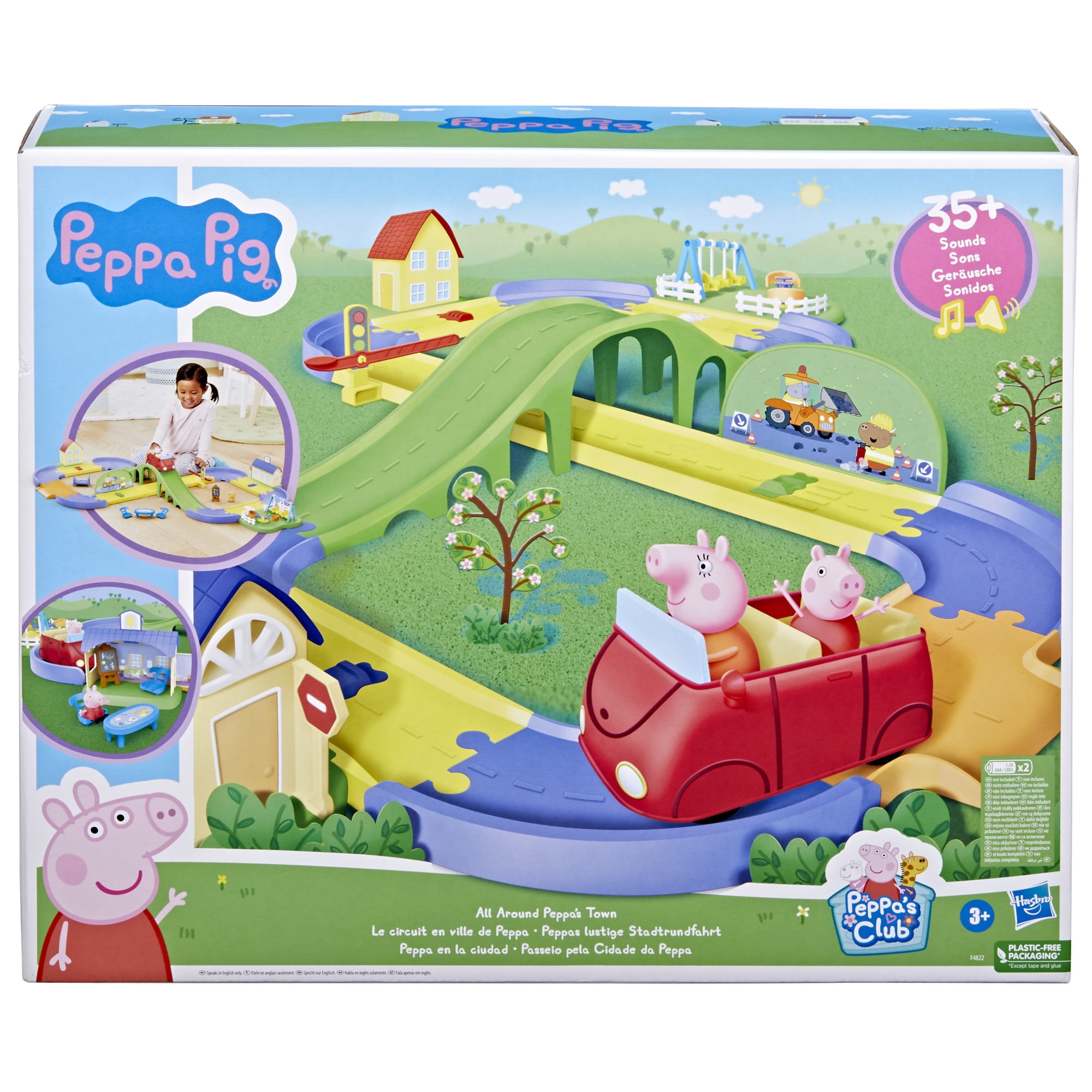Peppa Pig All Around Peppa's Town Playset Pig Toys, Removable Doll Figure