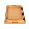 thumbnail image 5 of Breakfast Bed Tray, Rounded Bamboo Nesting Tray with Cut Out Handles for Living Room, Home, Kitchen, Dining, Camping, Picnic, Restaurant, Hotel, 3 Pcs, 5 of 5
