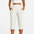 thumbnail image 5 of Lumtrix Capri Pants For Women High Waisted Straight Leg Sim Fit Stretch Lightweight Trousers Casual Work Golf Capris With Pockets White XL, 5 of 5