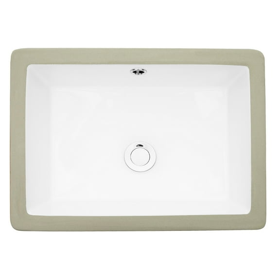 Stain Ceramic Undermount Bathroom Sink - 21.47"x15.86", White, Functional Overflow Design With 22x15.5x7, Low Maintenance, For Daily Use