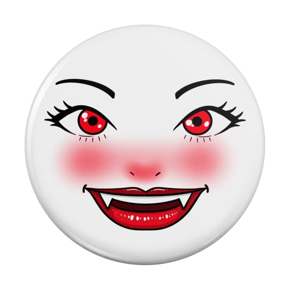 Happy Vampire Girl Smiling Face Pinback Button Pin