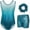 Blue-green, variant on Gymnastics Leotards for Girls,Sleeveless Rhinestone Kids Dance Unitards Biketards with Shorts and Hair Scrunchie