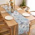 thumbnail image 3 of Coastal Starfish Table Runner - 48 Inch Long, Kitchen Dining Table Runner Dresser Scarves, Blue Nautical Coral Seashell Wooden Farmhouse Decor for Coffee Tables Wedding Party Banquet, 3 of 8