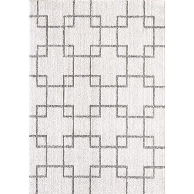 Dynamic Rugs SI465901119 3 ft. 11 in. x 5 ft. 7 in. Silky Shag 5901 Rectangle Contemporary Rug - 119 Ivory & Silver