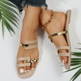 thumbnail image 2 of Mostsola Womens Sandals Square Open Toe Slides Slip on Flats Shoes Fashion Strap Summer Dress Shoes, 2 of 7