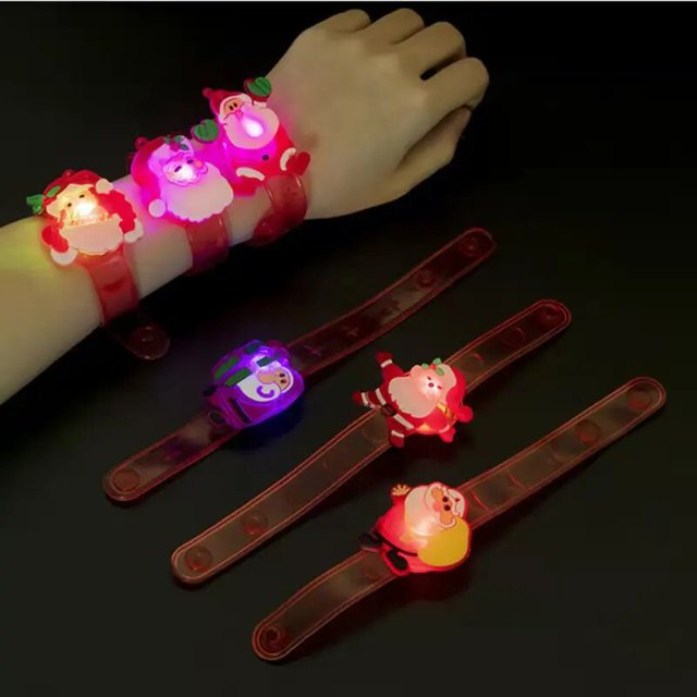 96PCS Christmas Light Up Bracelet LED Flashing Skeleton Bat Pumpkin Halloween Bracelet Party Decoration