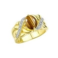 thumbnail image 3 of RYLOS Rings for Women 14K Yellow Gold Ring Classic 9X7MM Oval Gemstone &  Diamonds Tiger Eye Jewelry Size 5, 3 of 7