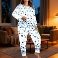 thumbnail image 4 of Lovzfmll Pajama Set for Women, Plus Size Valentine's All-Over Print Set, Long Sleeve Top and Pants, Comfortable Home Loungewear Navy, 4XL, 4 of 7