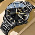 thumbnail image 2 of Resicozy Mens Casual Stainless Watchea Big Face Quartz Watch Classic Numeral Dial Dress Watch Black, 2 of 3