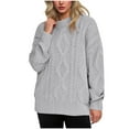 thumbnail image 2 of Amidoa Womens Sweater Cable Knit Plus Size Gray Long Sleeve Winter Solid Cozy Sweaters Women's Cardigans M, 2 of 5