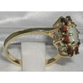 thumbnail image 3 of LBG British Made 9k Yellow Gold Natural Opal & Garnet Womens Promise Ring - 33 size options - Size 6, 3 of 5