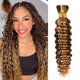 thumbnail image 1 of Cabello trenzado humano a granel, ondulado profundo, rubio miel, 24 pulgadas, 1 of 7