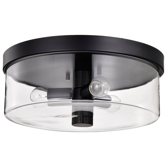 Nuvo Lighting Clarksville - 15 Inch Flush Mount - Matte Black with Clear Glass