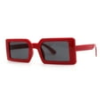 thumbnail image 3 of Womens Mod Minimal Rectangle Plastic Sunglasses Red Black, 3 of 4