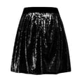 thumbnail image 7 of Women's Fashion High Waist Pleated Solid Color Short Skirt Loose Sequin Skirt High Waist Pencil Skirt A Line Mini Skirt Daily-Wear Flowy Shiny Glitter Mini Short Skirts Club Party Black L, 7 of 7