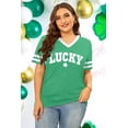 thumbnail image 4 of Camiseta QAUN para el Día de San Patricio para mujer, talla grande, cuello en V, verde, 4 of 6