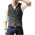 thumbnail image 2 of LODIENY Mens Vintage Tweed Suit Vest Sleeveless Retro V Neck Casual Wool Waistcoat for Wedding Groomsmen Men's Slim Fit Formal Vest Gray XXL, 2 of 7