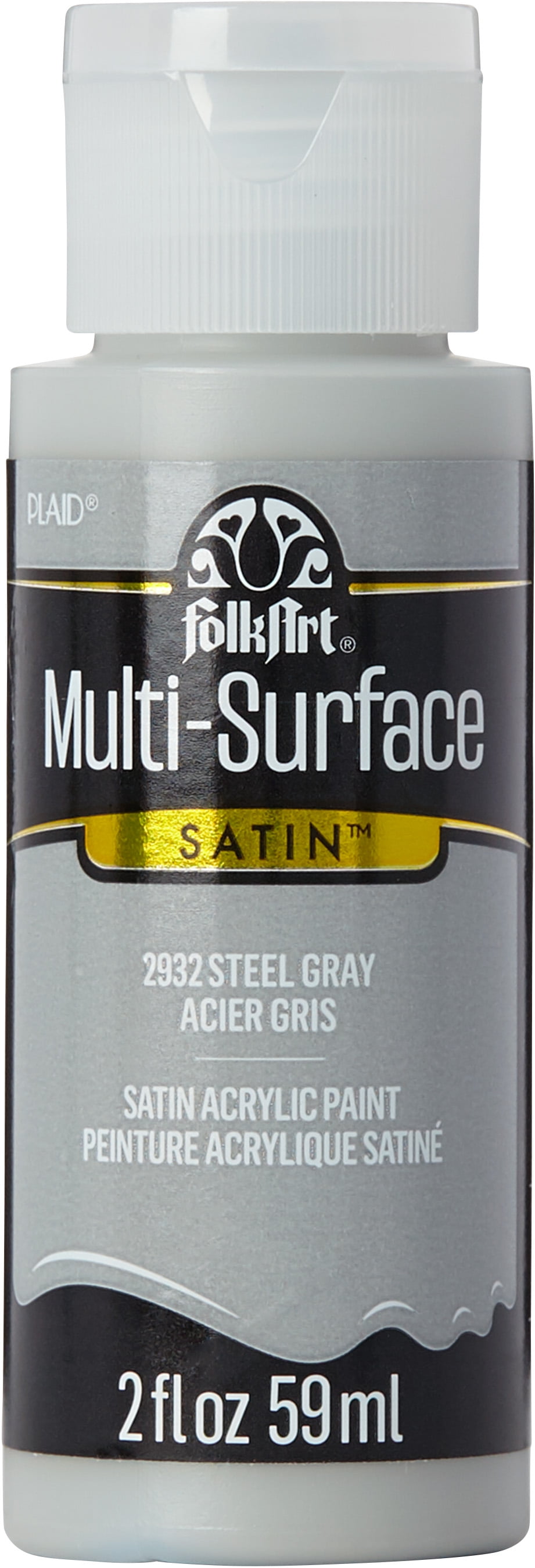 FolkArt Multi-Surface Acrylic Craft Paint, Steel Gray, 2 fl oz